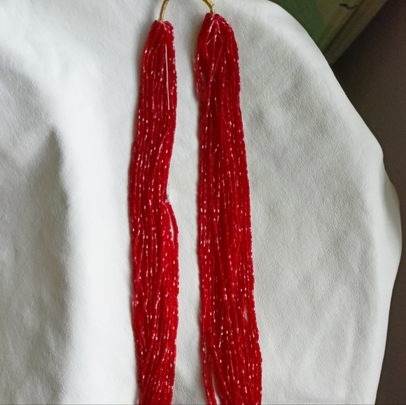 Crystal beaded red long hara 25inch - Picture 3 of 3